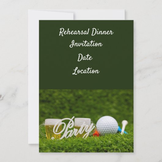 ゴルフのリハーサル Dinner Invitation - ボール & ビール付き 招待状 (正面)