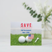 ゴルフの外出日をアメリカ国旗で保存 シーズンポストカード (スタンド正面)