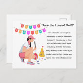 ゴルフの女性ゴルファーはゴルフをしている ポストカード (正面/裏面)