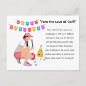 ゴルフの女性ゴルファーはゴルフをしている ポストカード (正面)