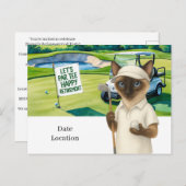 ゴルフの引退のためのシャム猫好き招待状 インビテーションポストカード (正面/裏面)