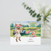 ゴルフの引退のためのシャム猫好き招待状 インビテーションポストカード (スタンド正面)