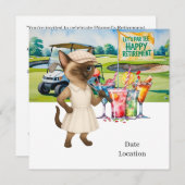 ゴルフの引退のためのシャム猫好き招待状 セーブザデート (正面/裏面)