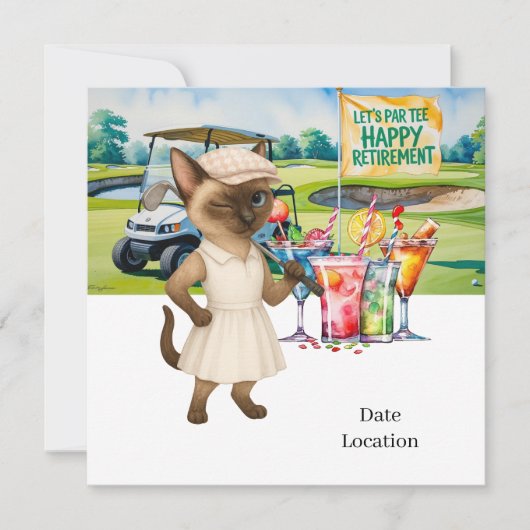 ゴルフの引退のためのシャム猫好き招待状 セーブザデート (正面)