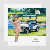 ゴルフの引退のためのシャム猫好き招待状 招待状 (正面/裏面)