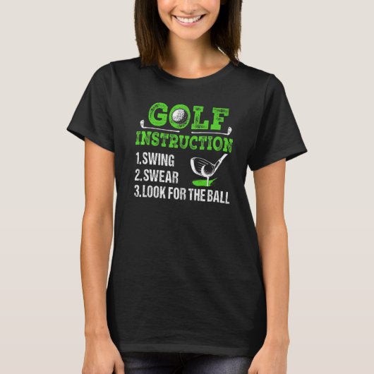 ゴルフの指示スイング誓いボールを探す Tシャツ (正面)