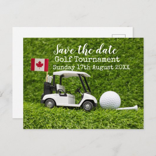 ゴルフの日付を保存するゴルフトーナメントカナダ国旗 案内ポストカード (正面/裏面)