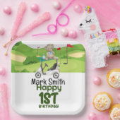 ゴルフの最初の誕生日1歳のゴルファーとカート ペーパープレート (パーティー)