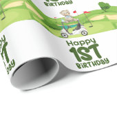 ゴルフの最初の誕生日1歳のゴルファーとカート ラッピングペーパー (ロールコーナー)