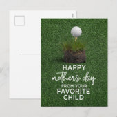 ゴルフの母の日にグリーンハッピーマザーにゴルフボール シーズンポストカード (正面/裏面)