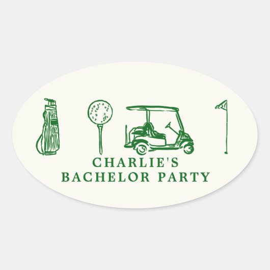 ゴルフの独身パーティー 楕円形シール (正面)