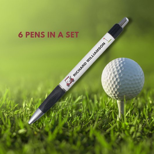 ゴルフの男のカートのフラグパーソナライズされた名 ボールペン