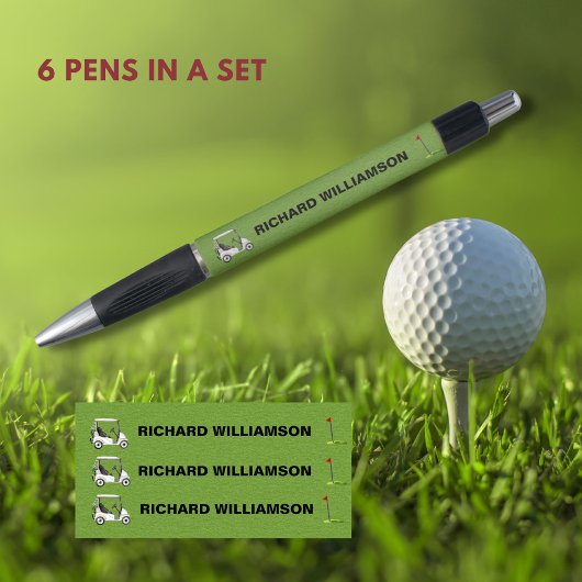 ゴルフの男のカートのフラグパーソナライズされた名 ボールペン