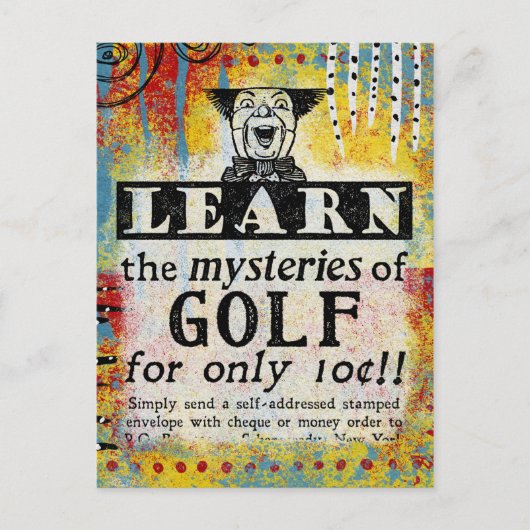 ゴルフの神秘 – ヴィンテおもしろいージ広告 ポストカード (正面)
