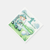 ゴルフの穴あき1歳の誕生日おめでとう スタンダードカクテルナプキン (角)
