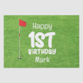 ゴルフの第1の誕生日と緑のゴルフフラグ 薄葉紙 (正面)