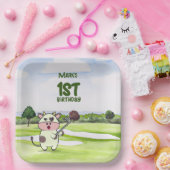 ゴルフの第1の誕生日1年ゴルファーの番号 ペーパープレート (パーティー)