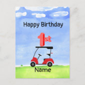 ゴルフの第1の誕生日1年ゴルファーの番号 ポストカード (正面)