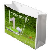 ゴルフの第1の誕生日1年ゴルファーの番号 ラージペーパーバッグ (正面アングル)