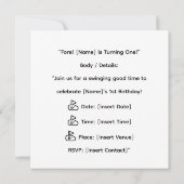 ゴルフの第1バースデーゴルファーが1回転している 招待状 (裏面)