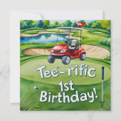 ゴルフの第1バースデーゴルファーが1回転している 招待状 (正面)