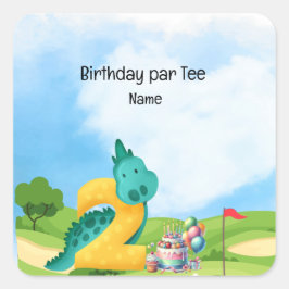 ゴルフの第2の誕生日テーマ子供のゴルファーパーティー スクエアシール