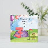 ゴルフの第3の誕生日テーマ子供のゴルファーパーティー 招待状 (スタンド正面)