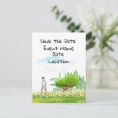 ゴルフの節約日付のお知らせパーティー 女性ゴルファーパーティー インビテーションポストカード (スタンド正面)