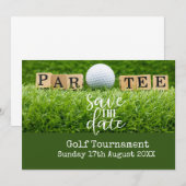 ゴルフの節約日付 - グリーン上のゴルフボール 招待状 (正面/裏面)