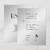 ゴルフの結婚テーマシルバーメニューRSVP 出欠カード (正面/裏面)