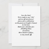 ゴルフの結婚式の日付を保存するゴルフのテーマ 招待状 (裏面)