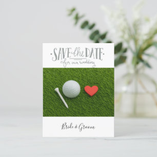 ゴルフの結婚式の日付を保存 ポストカード