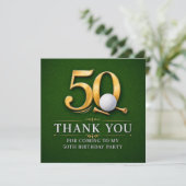 ゴルフの緑でお礼の気持ちを伝える50歳の誕生日カード サンキューカード (スタンド正面)