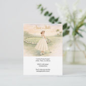 ゴルフの花嫁のためのゴルファー女性がゴルフを楽しむ ポストカード (スタンド正面)