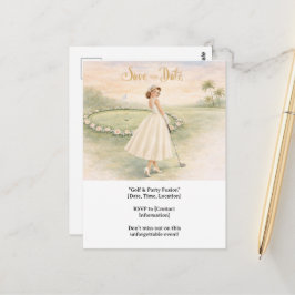 ゴルフの花嫁のためのゴルファー女性がゴルフを楽しむ ポストカード