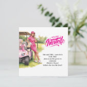 ゴルフの花嫁のためのゴルフ女子 イラスト 招待状 (スタンド正面)