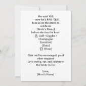 ゴルフの花嫁のためのゴルフ女子 ゴルフを楽しむ 招待状 (裏面)