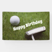 ゴルフの誕生日で、ゴルフボールとグリーンのパター 横断幕 (横)