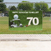 ゴルフの誕生日パーティーをカートとボールとゴルファーに 横断幕 (インサイチュ)