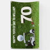 ゴルフの誕生日パーティーをカートとボールとゴルファーに 横断幕 (縦)