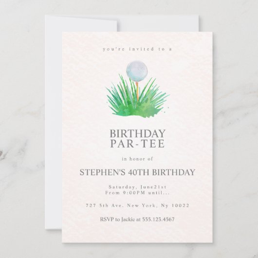 ゴルフの誕生日パーティー招待状 招待状 (正面)