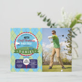 ゴルフの誕生日パーティー　あらゆる年齢のゴルフ　写真 招待状 (スタンド正面)