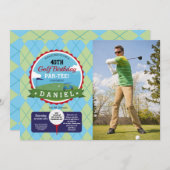 ゴルフの誕生日パーティー　あらゆる年齢のゴルフ　写真 招待状 (正面/裏面)