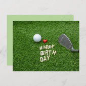 ゴルフの誕生日 愛とゴルフボール&サンドウェッジ付き ポストカード (正面/裏面)