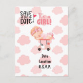 ゴルフの赤ちゃんシャワー赤ちゃん女の子ゴルファーのピンクをテーマにした ポストカード (正面)