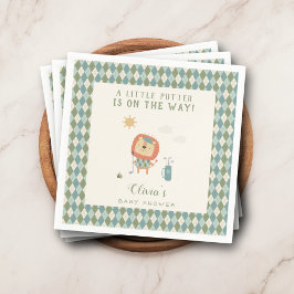 ゴルフの赤ちゃん歓迎会用ミニパターゴルフ ナプキン アーガイル柄のプレッピーなデザイン スタンダードカクテルナプキン