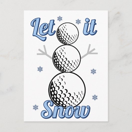 ゴルフの雪だるま 雪が降りますように シーズンポストカード (正面)