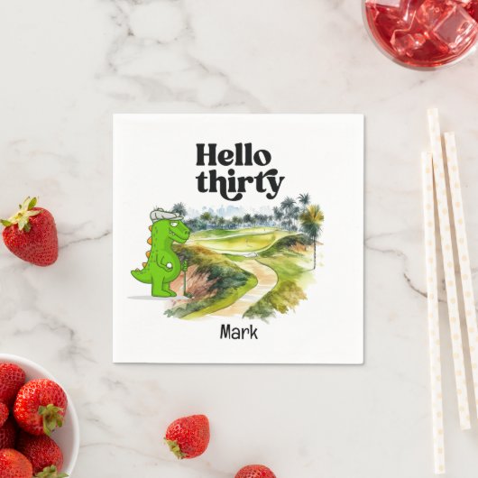 ゴルフの30th誕生日ゴルファーのパーティー水色 スタンダードカクテルナプキン (インサイチュ)