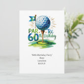 ゴルフの60番目の誕生日でティーにゴルフボール 招待状 (スタンド正面)
