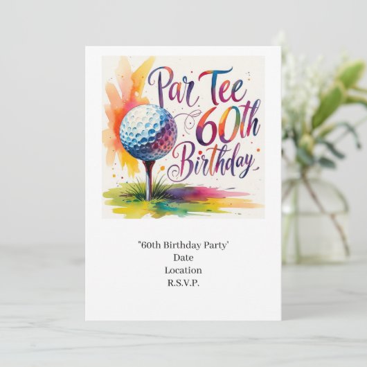 ゴルフの60番目の誕生日でティーにゴルフボール 招待状 (スタンド正面)